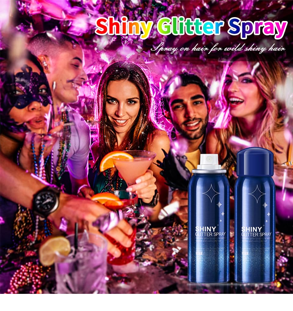 PAQIMAN 2 Pcs Body Glitter Spray – Festival-Ready Shimmer & Glow