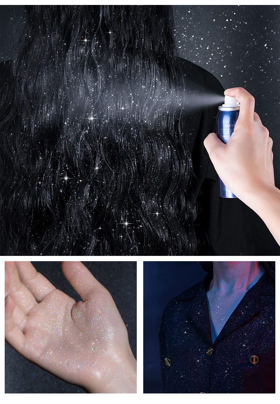 PAQIMAN 2 Pcs Body Glitter Spray – Festival-Ready Shimmer & Glow