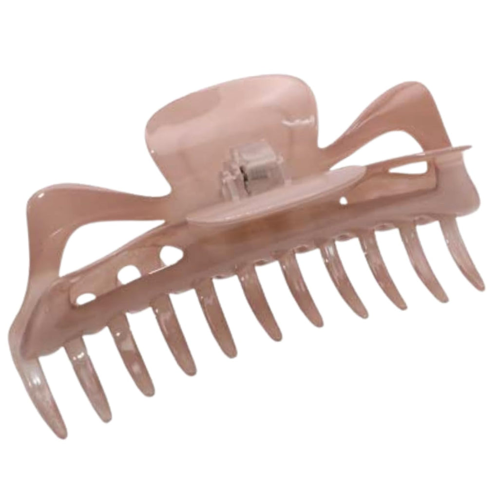 Parcelona French Classic Jumbo Hair Claw Clip – Blush Pink, No-Slip Grip, Made in France
