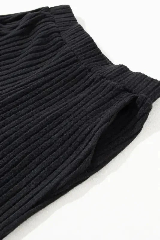 Plus Size Ribbed V-Neck Pullover and Wide Leg Pants Set