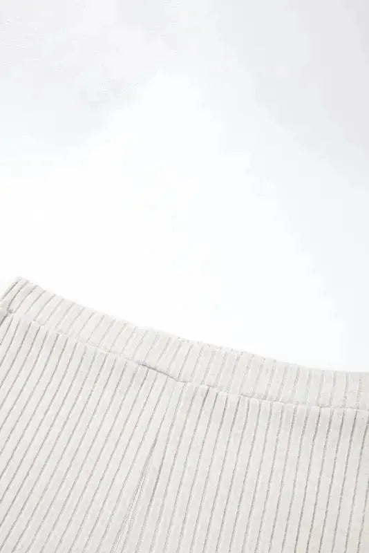 Plus Size Ribbed V-Neck Pullover and Wide Leg Pants Set
