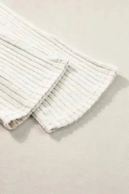 Plus Size Ribbed V-Neck Pullover Pants Set