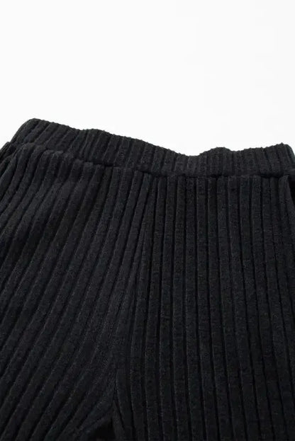 Plus Size Ribbed V-Neck Pullover Pants Set