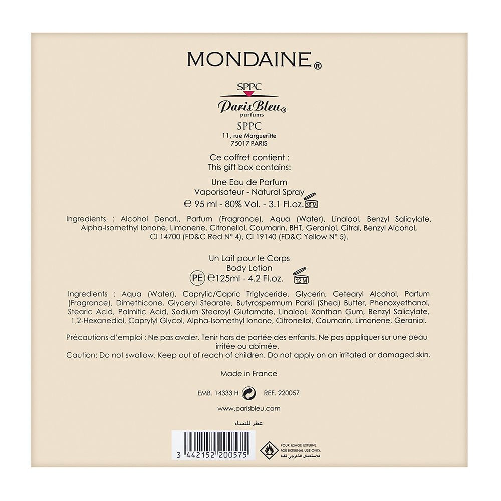 Paris Bleu Mondaine 2-Piece Gift Set - Eau de Parfum Spray + Body Lotion