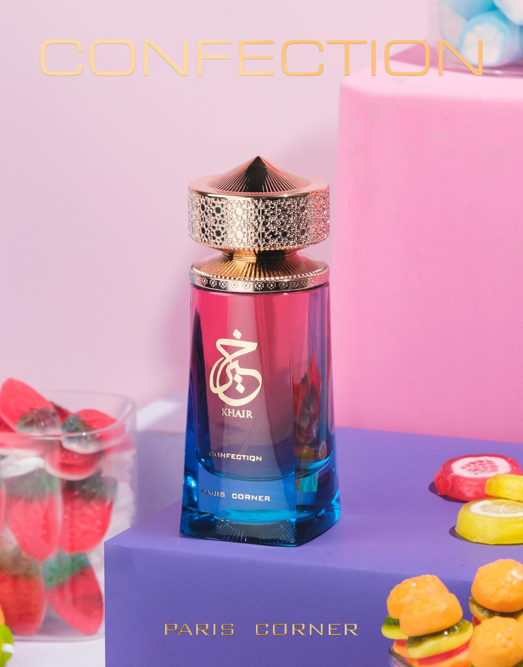 Paris Corner | Khair Confection EDP 3.4 Fl Oz | Unisex Sweet Candy Scent with Pear, Whipped Cream, Jasmine & Vanilla