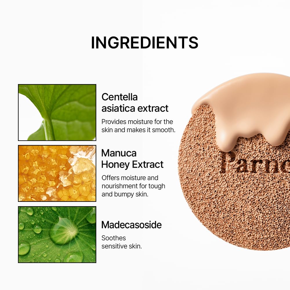 Parnell Cicamanu Serum Cushion - Moisturizing Foundation for Sensitive, Dry Skin | 0.52 Fl Oz 37N Truffle