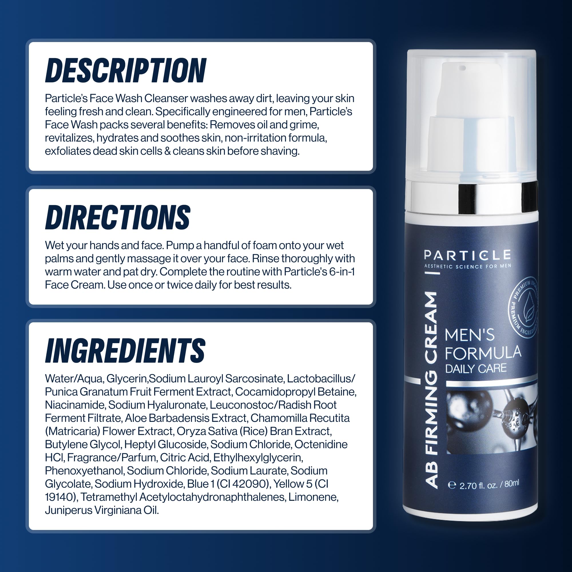 Particle Mens Face Wash - Anti-Aging Daily Cleanser for Men (5.07 oz)