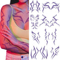 Party Greeting Purple Demon Cosplay Temporary Tattoos – 11 Sheets Waterproof Body & Face Stickers