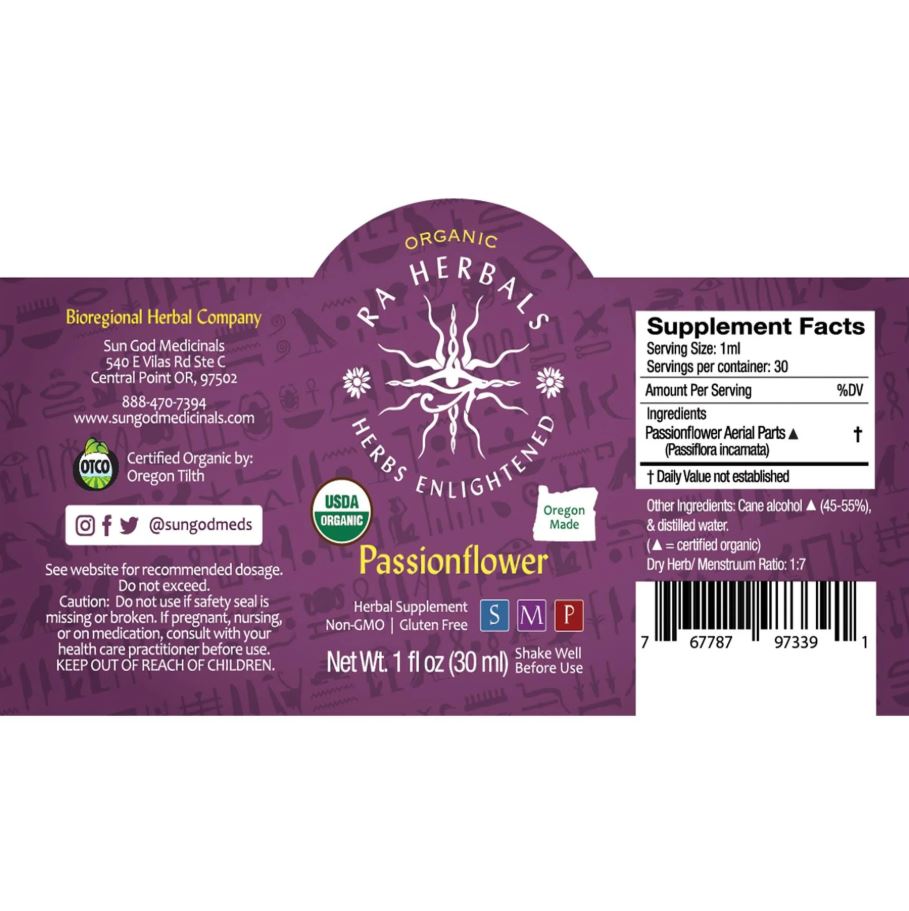 Organic Passionflower Tincture for STRESS, SLEEP, ANXIETY & RELAXATION