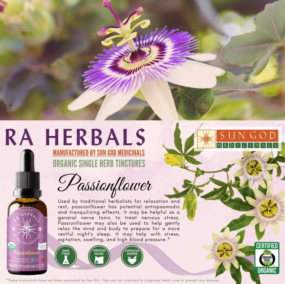 Organic Passionflower Tincture for STRESS, SLEEP, ANXIETY & RELAXATION