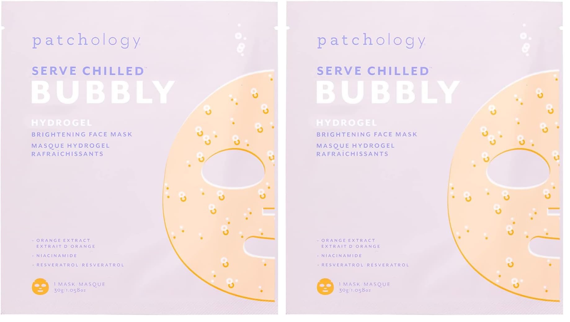 Patchology Brightening Gel Mask with Resveratrol & Niacinamide – Hydrogel Mask, Pack of 2