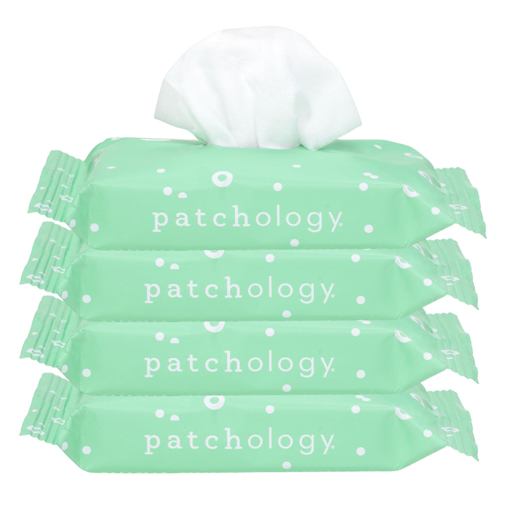Patchology Clean AF Facial Cleansing Wipes – Travel-Size Makeup Remover for Sensitive & Oily Skin (4 Pack, 60 Wipes)