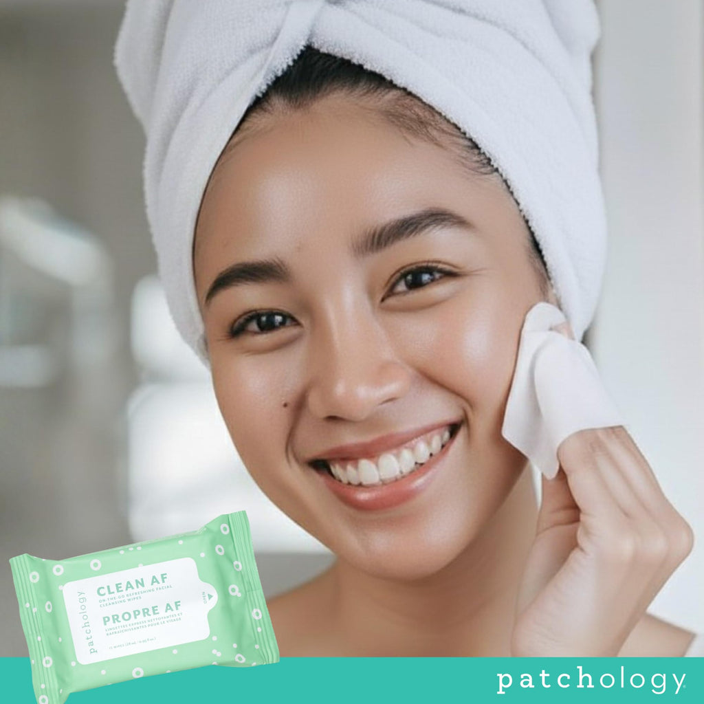 Patchology Clean AF Facial Cleansing Wipes – Travel-Size Makeup Remover for Sensitive & Oily Skin (4 Pack, 60 Wipes)