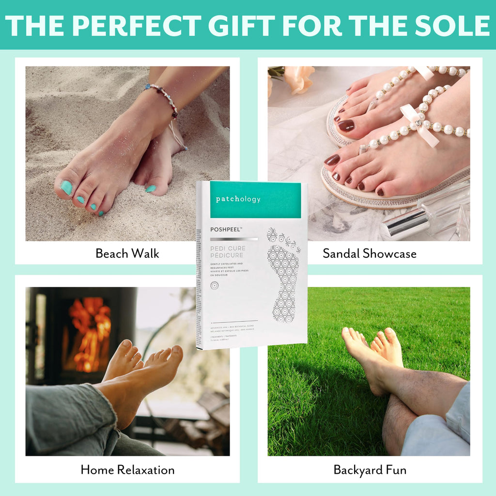Patchology PoshPeel Pedi Cure Foot Peel Mask & Booties – Deep Exfoliation (Pack of 2)