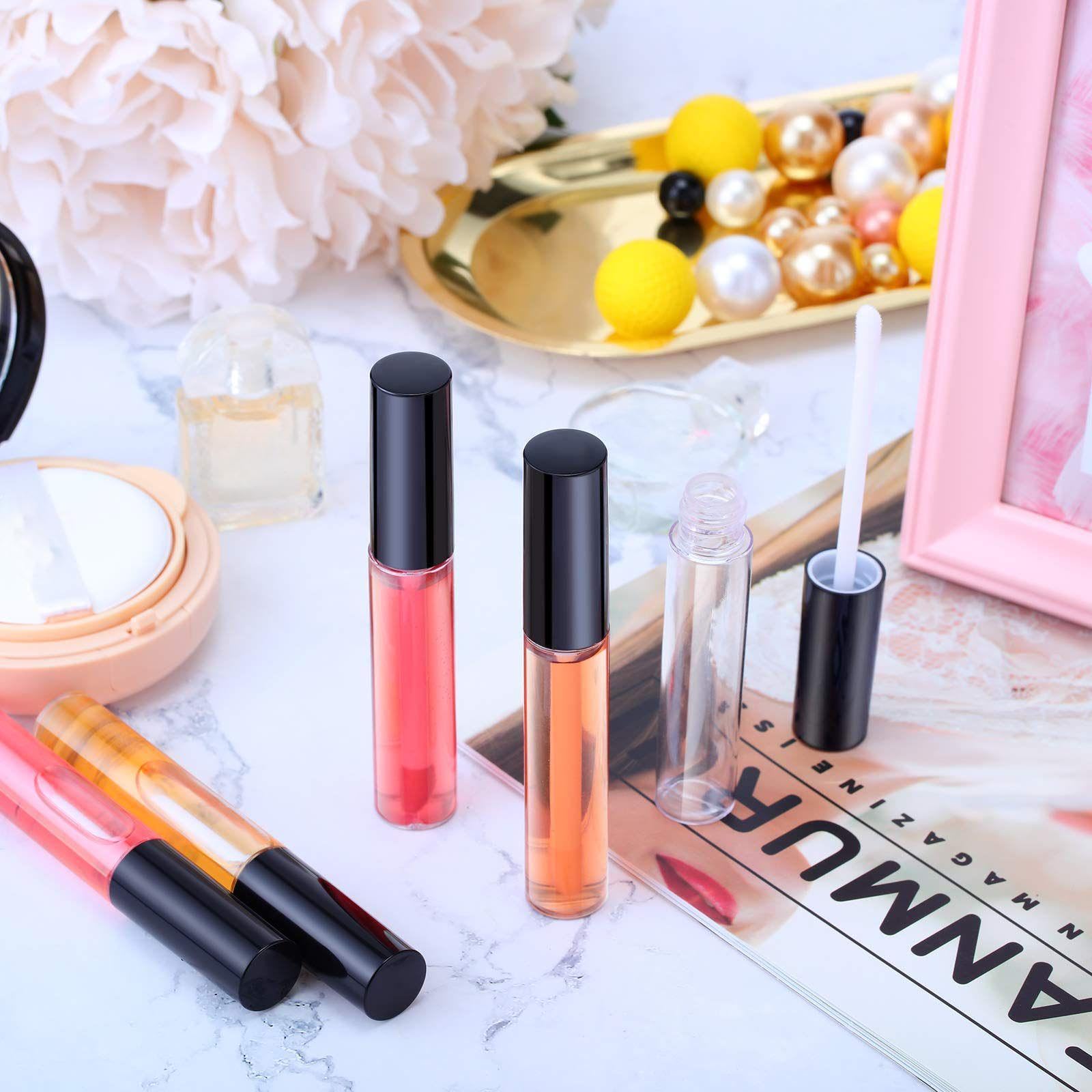Patelai 50-Pack 10ml Empty Lip Gloss Tubes with Black Cap – Refillable DIY Cosmetic Containers