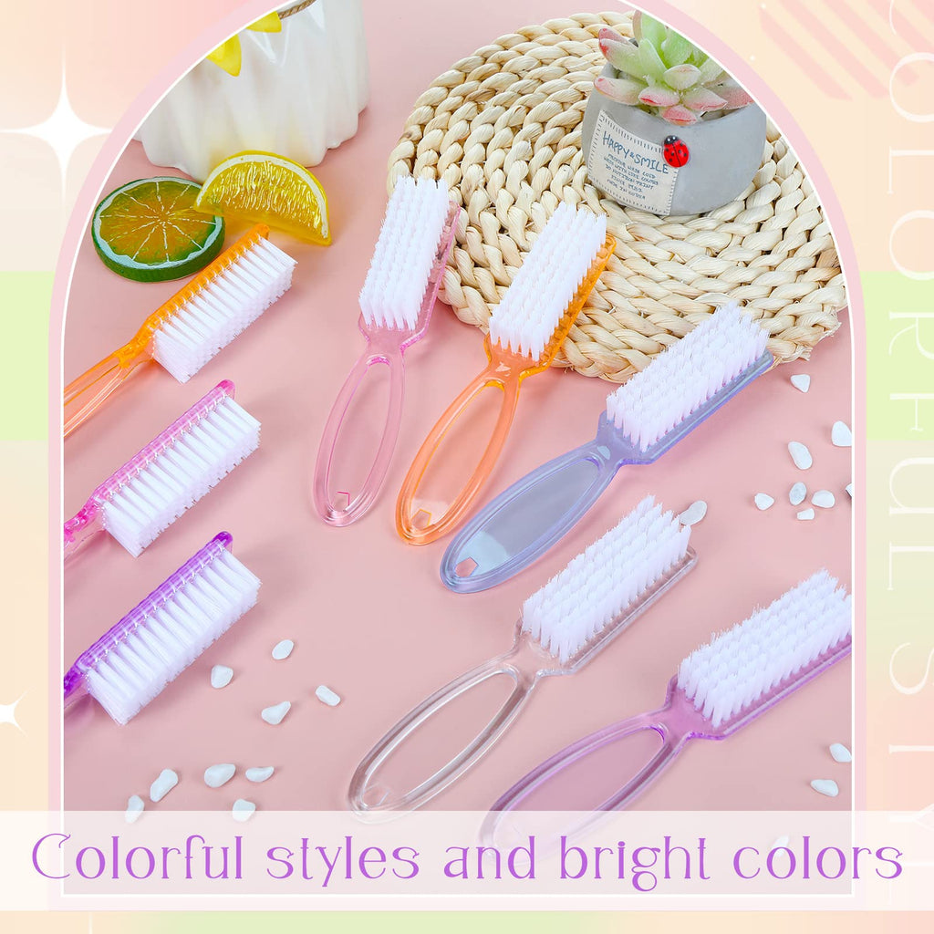 Patelai 30 Pcs Nail Scrubber Brushes – Bulk Handle Grip Manicure Cleaning Set (Clear Colors)