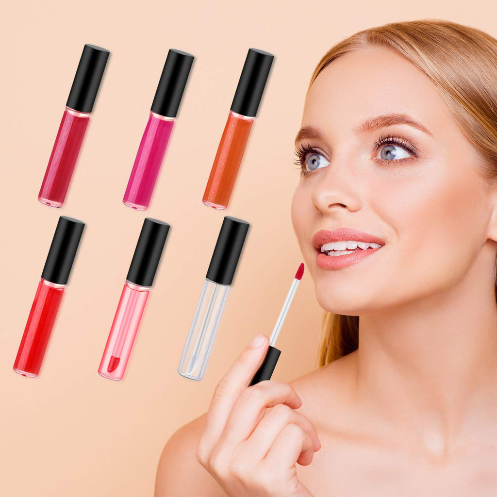 Patelai 50-Pack 10ml Empty Lip Gloss Tubes with Black Cap – Refillable DIY Cosmetic Containers