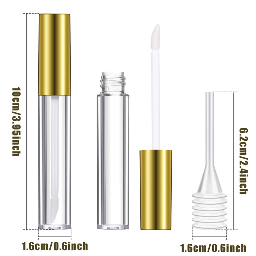 Patelai 40-Piece Empty Lip Gloss Tubes Set | 10 ml Clear Bottles with Gold Caps, Rubber Stoppers & Funnels