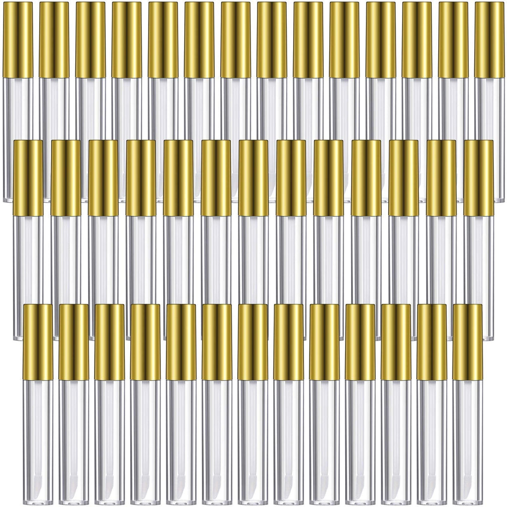 Patelai 40-Piece Empty Lip Gloss Tubes Set | 10 ml Clear Bottles with Gold Caps, Rubber Stoppers & Funnels