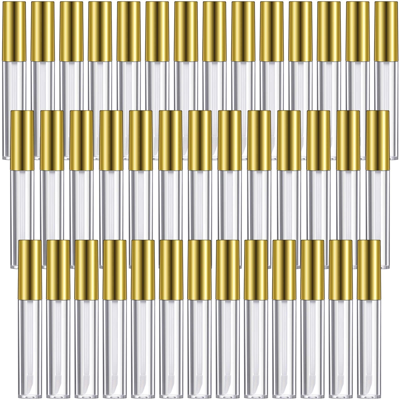 Patelai 40-Piece Empty Lip Gloss Tubes Set | 10 ml Clear Bottles with Gold Caps, Rubber Stoppers & Funnels