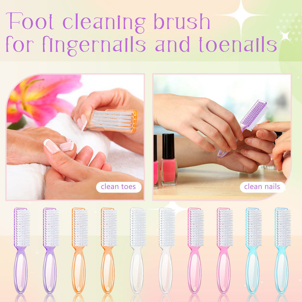 Patelai 100-Pack Handle Grip Nail Brushes for Nail & Foot Cleaning | Colorful Bulk Pack