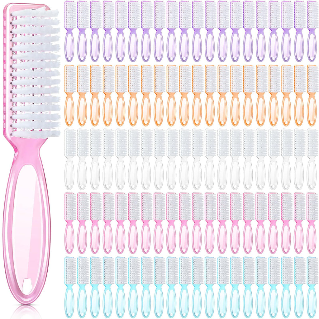 Patelai 100-Pack Handle Grip Nail Brushes for Nail & Foot Cleaning | Colorful Bulk Pack