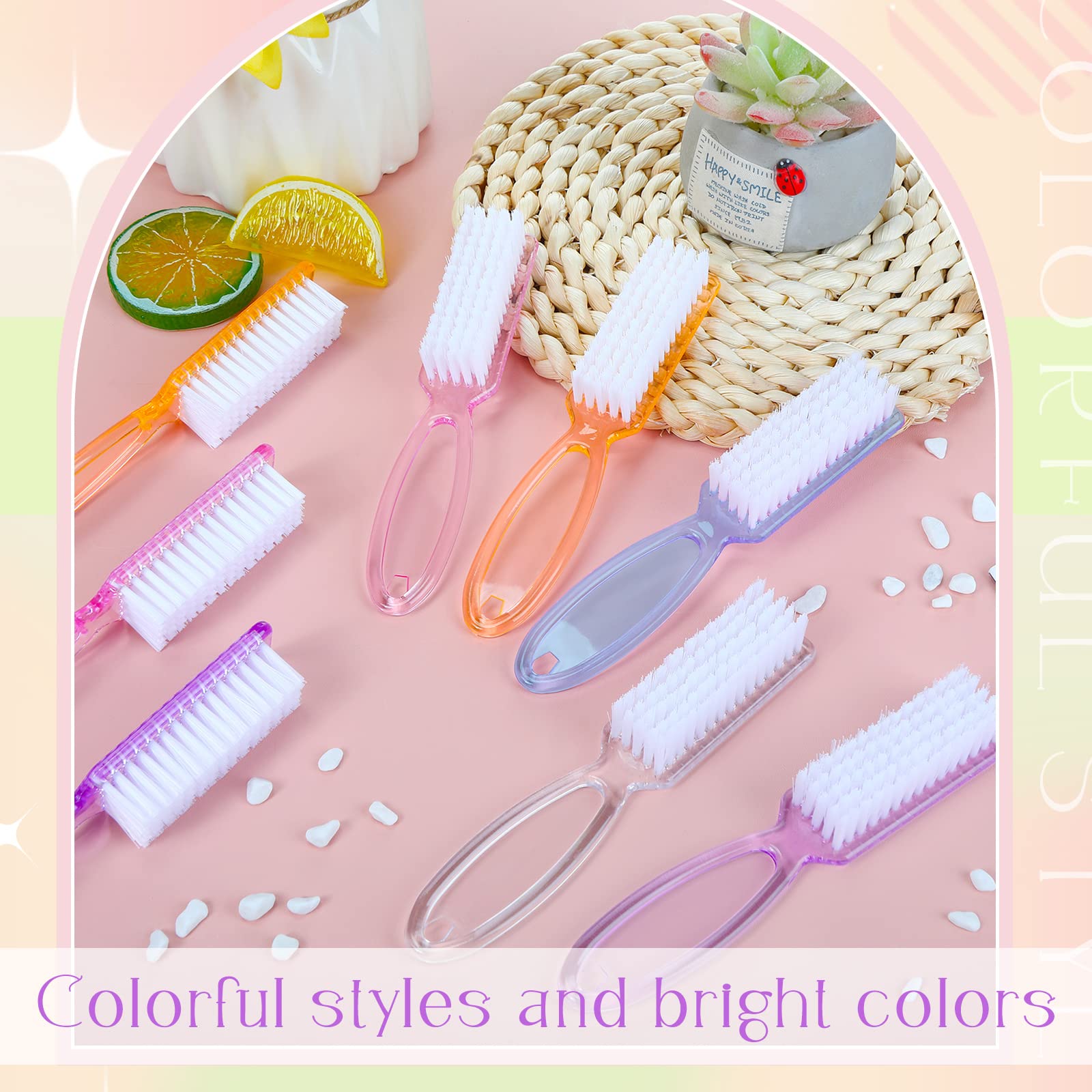 Patelai 100-Pack Handle Grip Nail Brushes for Nail & Foot Cleaning | Colorful Bulk Pack