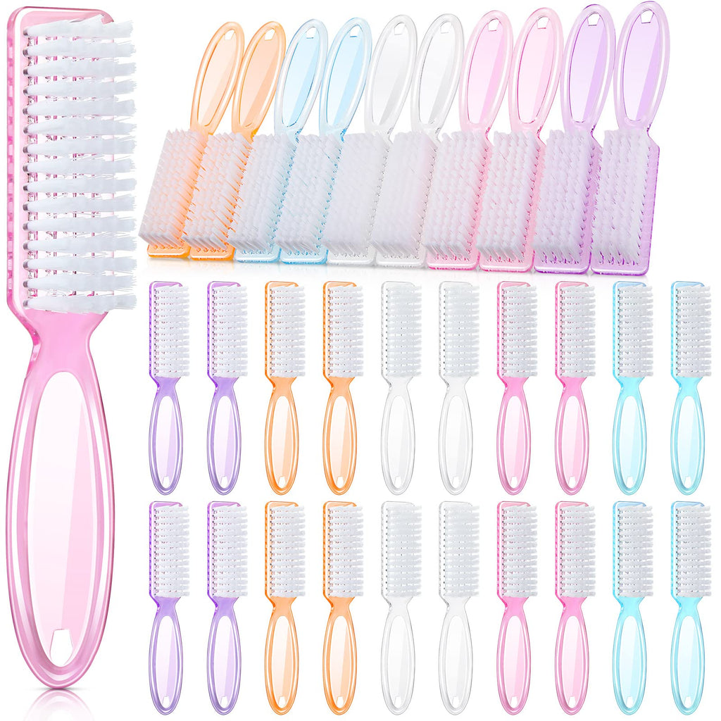 Patelai 30 Pcs Nail Scrubber Brushes – Bulk Handle Grip Manicure Cleaning Set (Clear Colors)