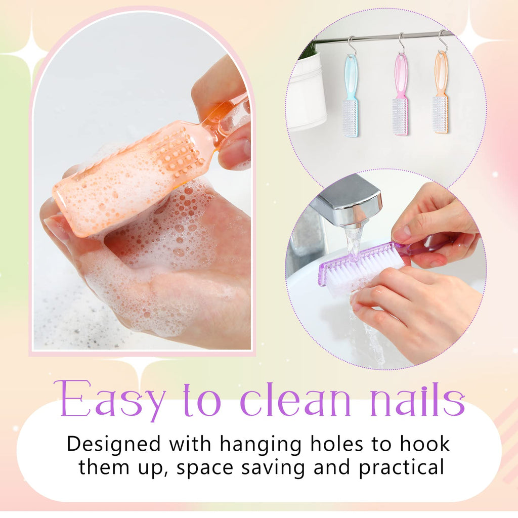 Patelai 30 Pcs Nail Scrubber Brushes – Bulk Handle Grip Manicure Cleaning Set (Clear Colors)