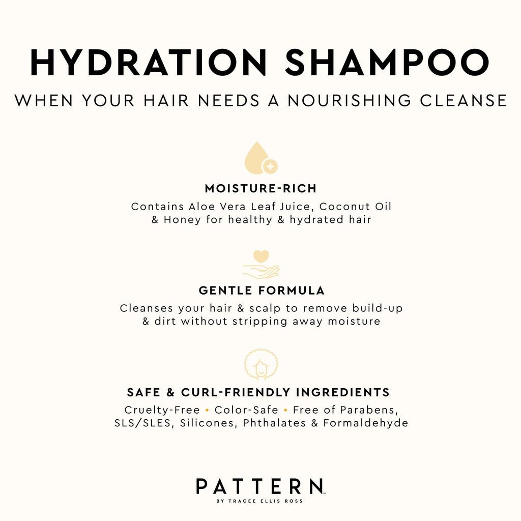 PATTERN Beauty Hydration Shampoo with Honey, Aloe Vera, Biotin & Tea Tree for Curly Hair 3a-4c, 25 oz