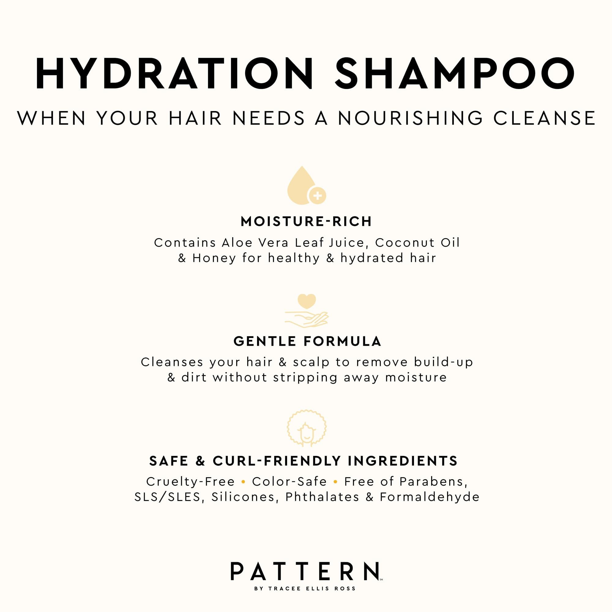 PATTERN Beauty Hydration Shampoo with Honey, Aloe Vera, Biotin & Tea Tree for Curly Hair 3a-4c, 25 oz