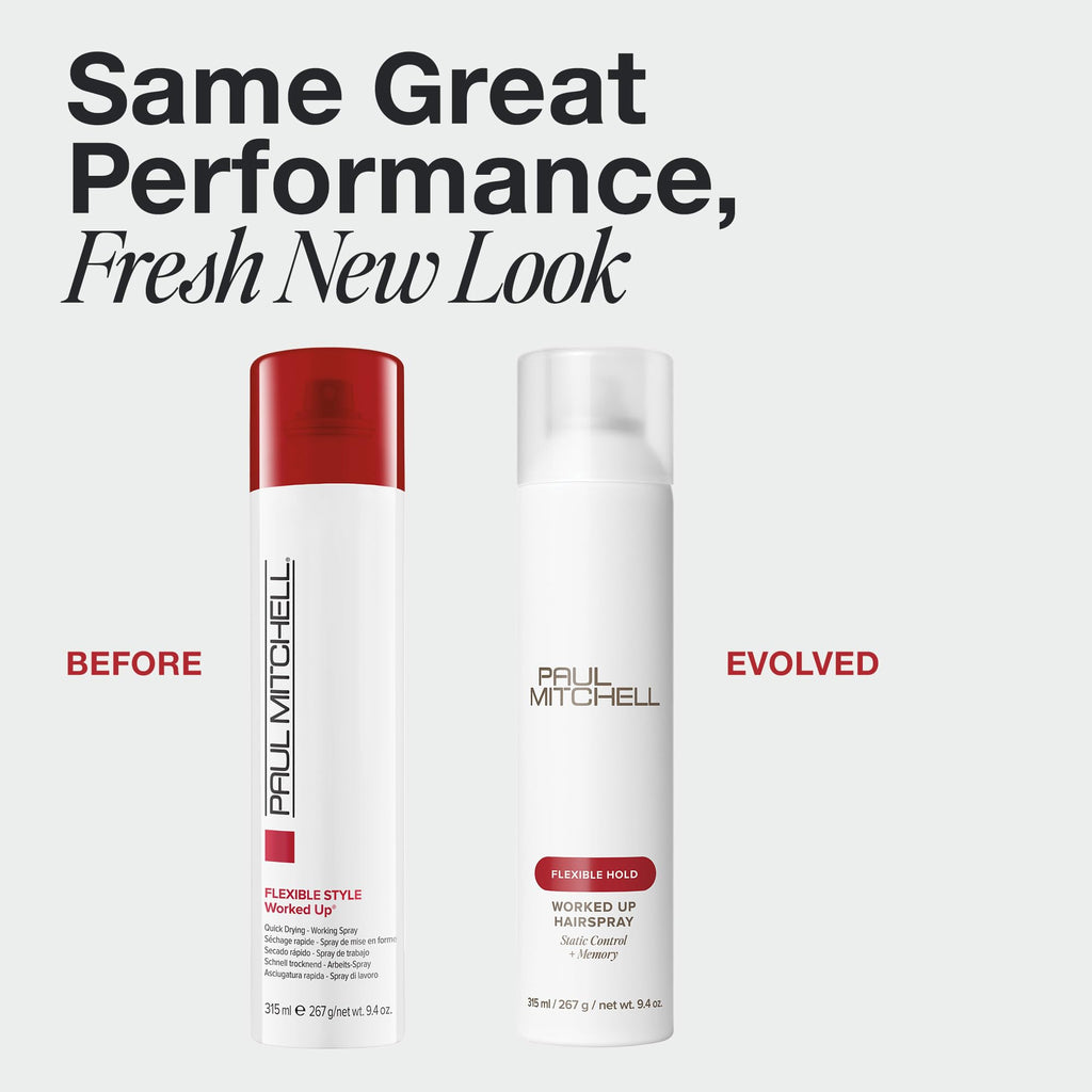 Paul Mitchell Worked Up Hairspray - Flexible Hold, Brushable Memory, 9.4 oz