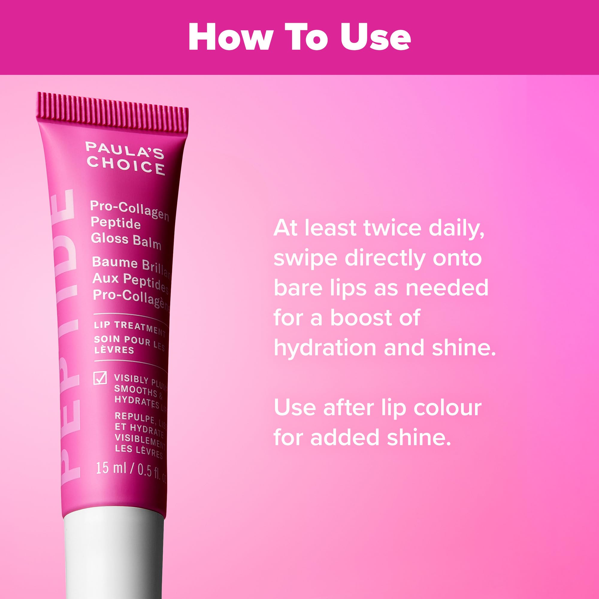 Paula's Choice Pro-Collagen Peptide Gloss Lip Balm – Hydrates, Smooths & Sheer Gloss for Fuller Lips | Cruelty-Free 0.5 oz