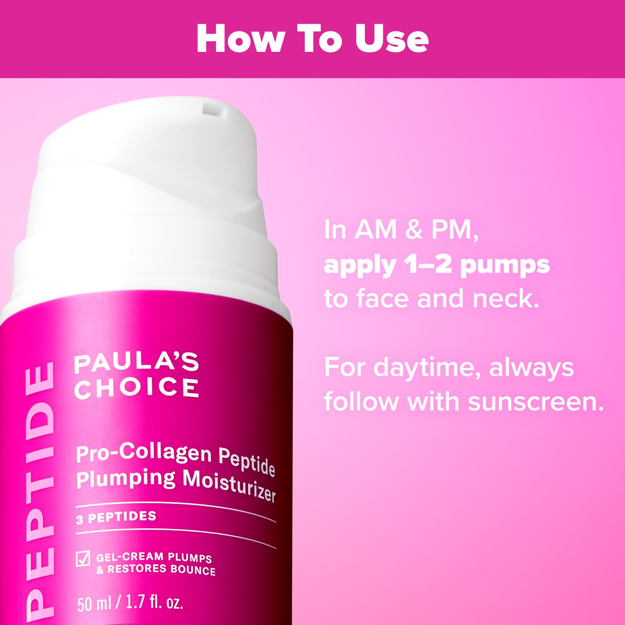 Paula's Choice Pro-Collagen Peptide Plumping Face Moisturizer | Daily Gel Cream, Fragrance-Free, 1.7 fl oz