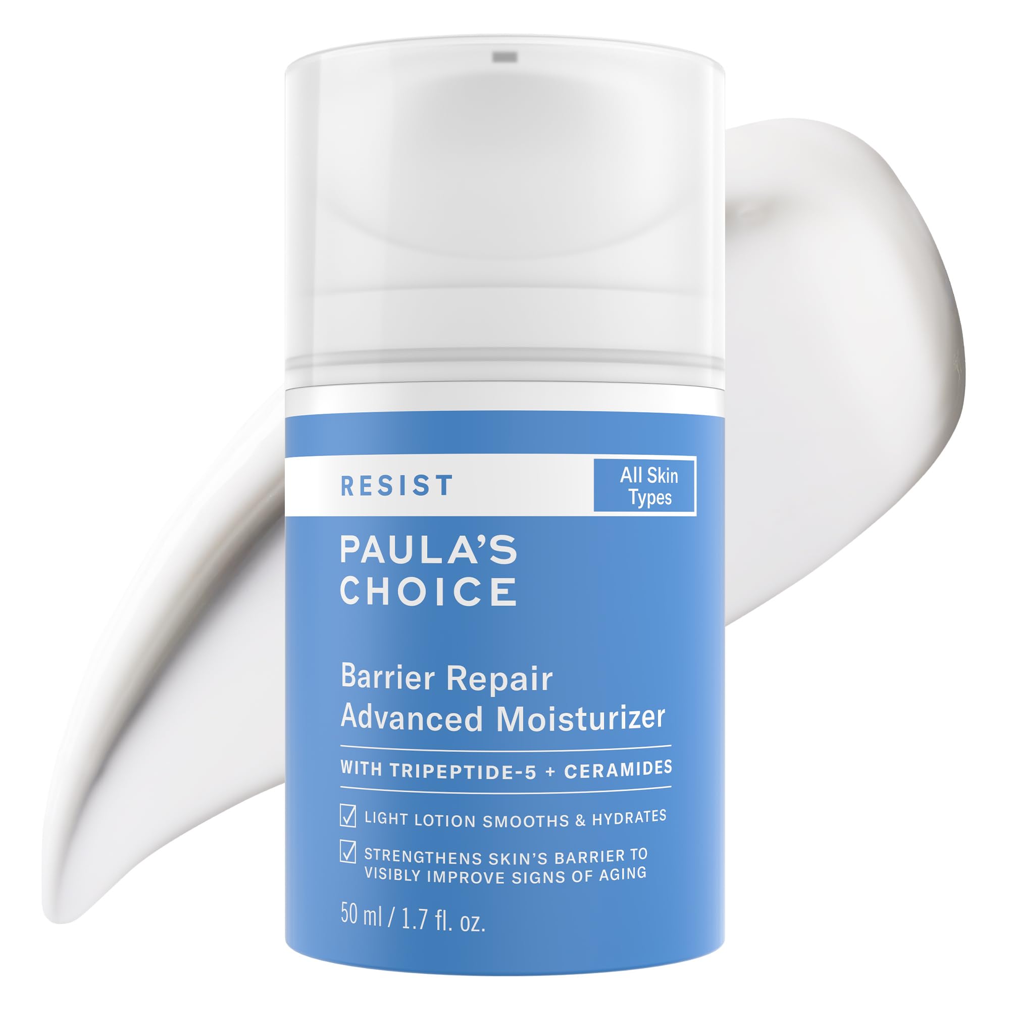 Paula's Choice RESIST Barrier Repair Advanced Moisturizer with Ceramides & Peptides – Fragrance-Free, All Skin Types, 1.7 oz