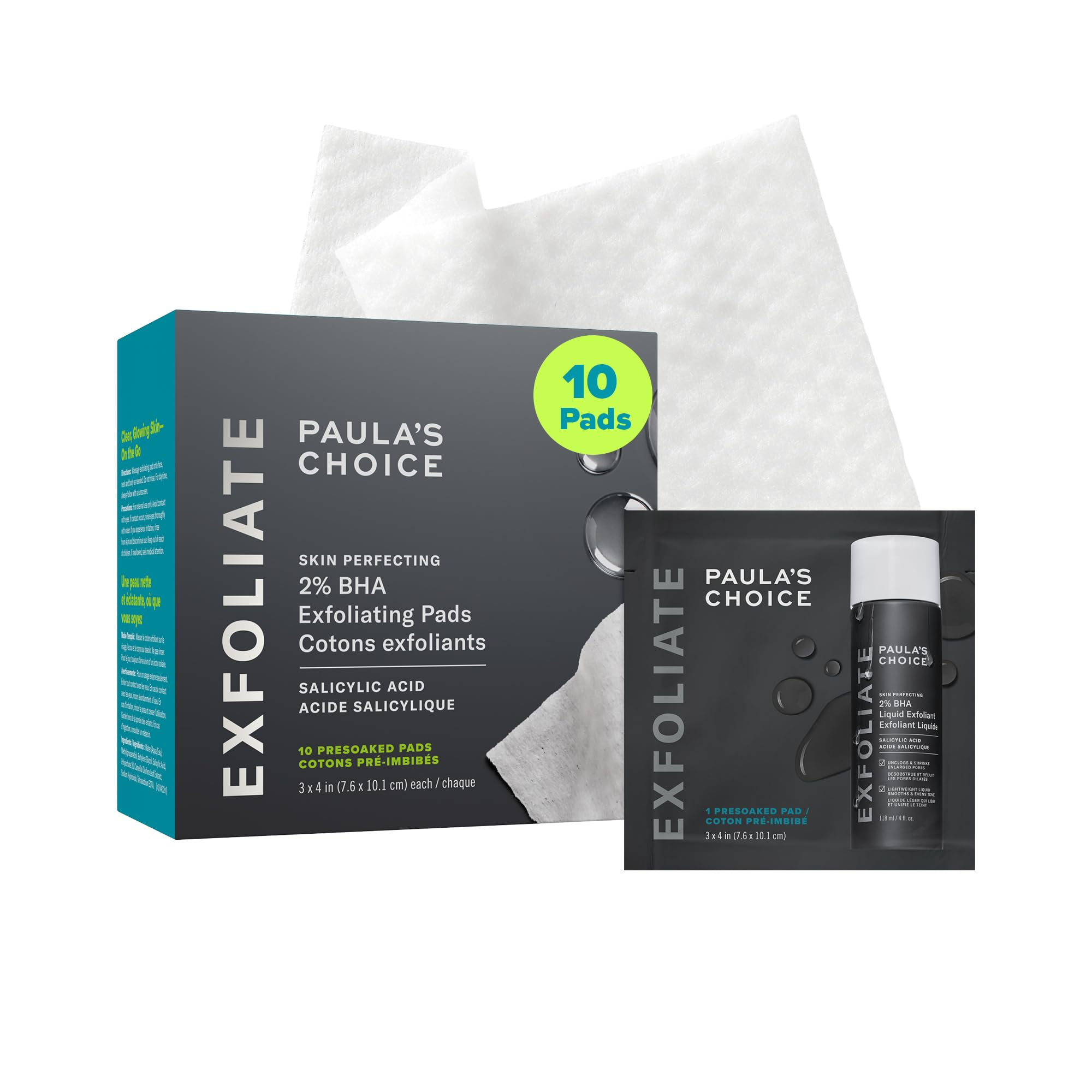 Paula's Choice Skin Perfecting 2% BHA Liquid Exfoliant Pads (10 ct) – Travel-Friendly