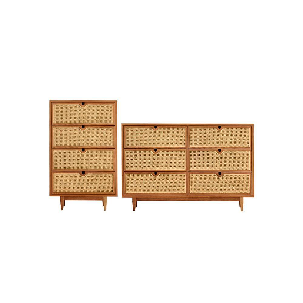 Pavia Chests Of Drawers, Natural Rattan & Oak