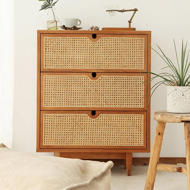 Pavia Chests Of Drawers, Natural Rattan & Oak