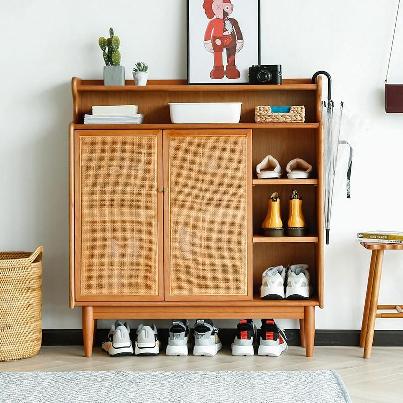 Pavia Shoe Storage, Rattan & Oak