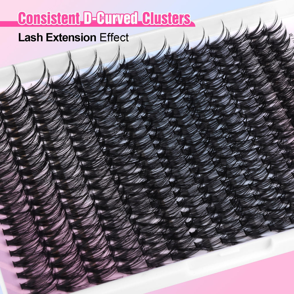 Pawotence Lash Extension Kit DIY 40D 12-18mm – 280 Clusters, Bond & Seal, Tweezers