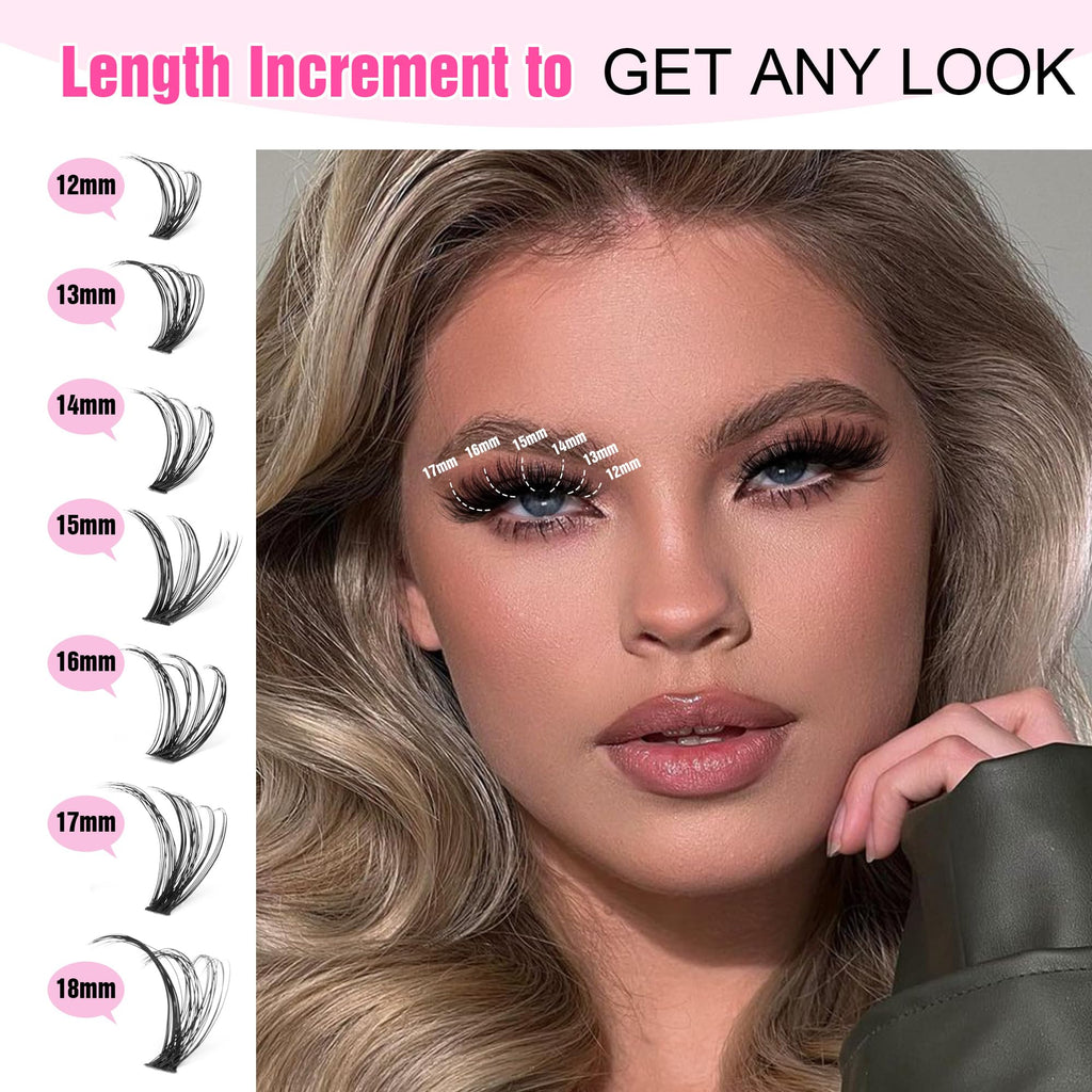 Pawotence Lash Extension Kit DIY 40D 12-18mm – 280 Clusters, Bond & Seal, Tweezers