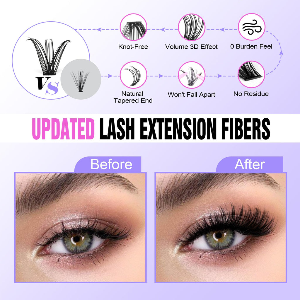 Pawotence Lash Extension Kit 40D/50D – DIY At-Home Lashes with Bond, Seal & Tweezers (8-16mm)