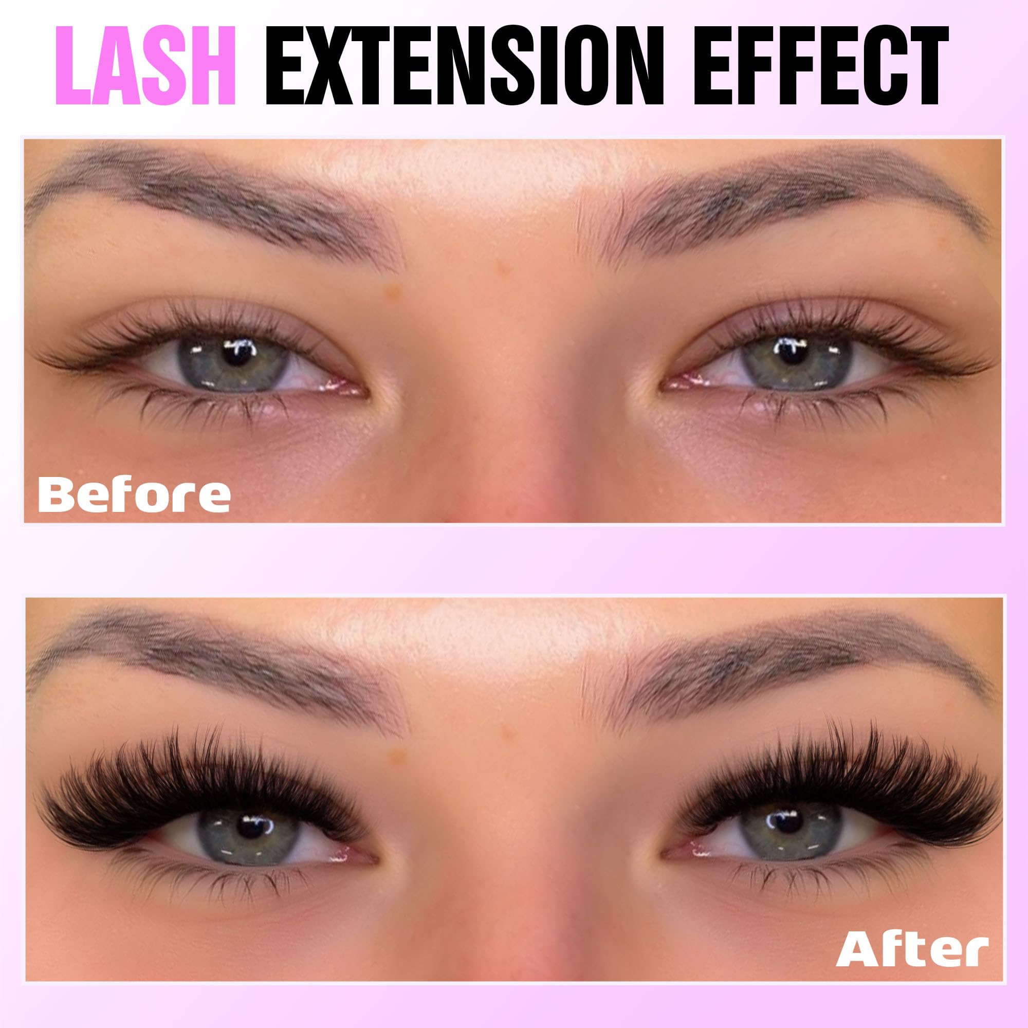 Pawotence Lash Extension Kit DIY 280pcs — 50D 9-16mm Clusters, Bond & Seal, Self-Application