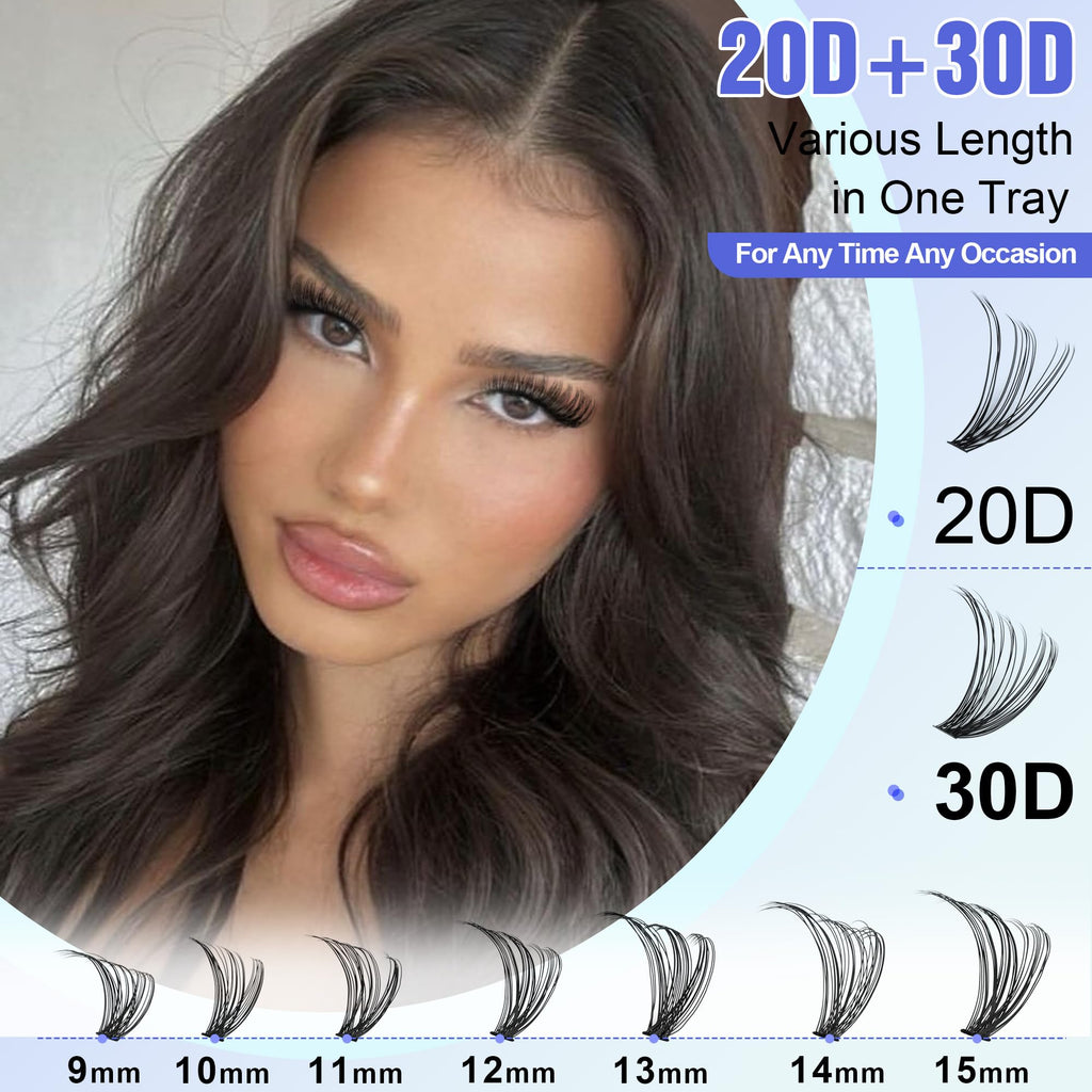 Pawotence Lash Extension Kit DIY 280pcs Clusters – 20D/30D, 9-15mm, Bond & Seal