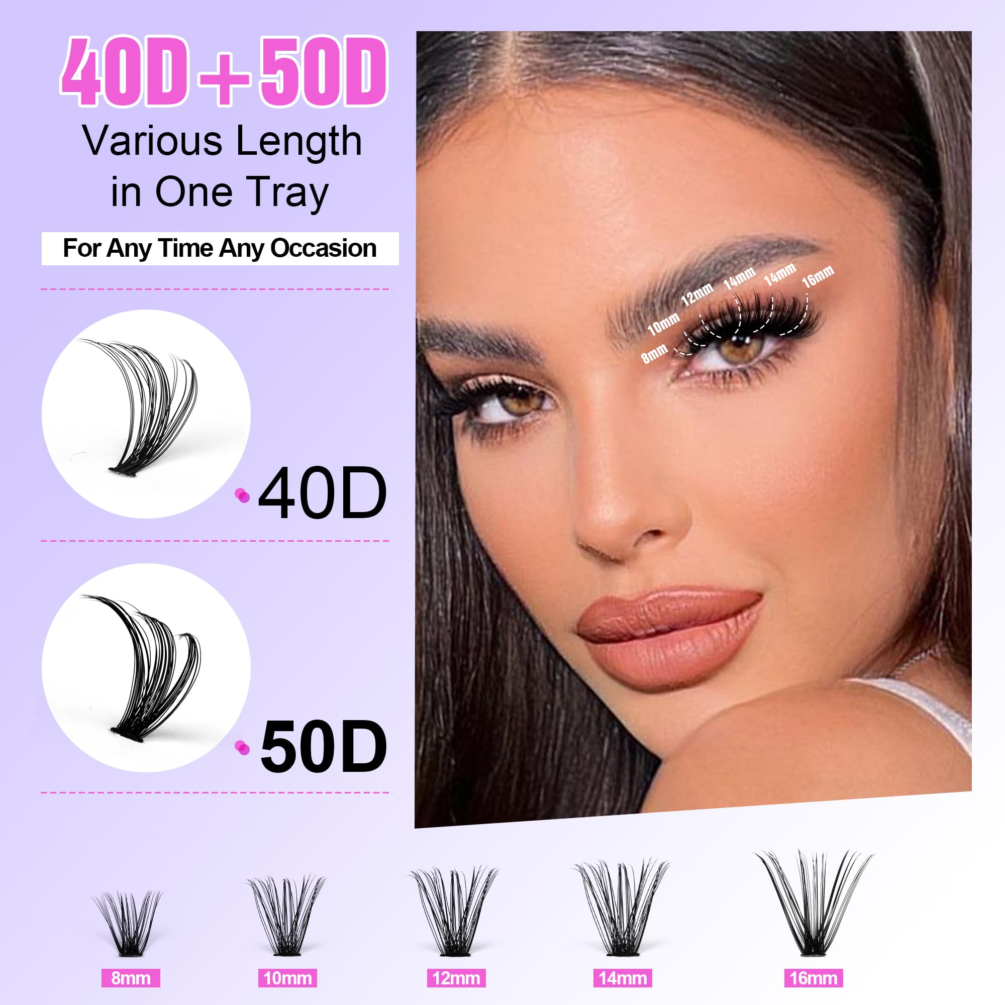 Pawotence Lash Extension Kit 40D/50D – DIY At-Home Lashes with Bond, Seal & Tweezers (8-16mm)