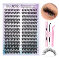 Pawotence Lash Clusters Kit — Cat Eye DIY Extensions 9-16mm (40D) with Bond, Seal & Tweezers