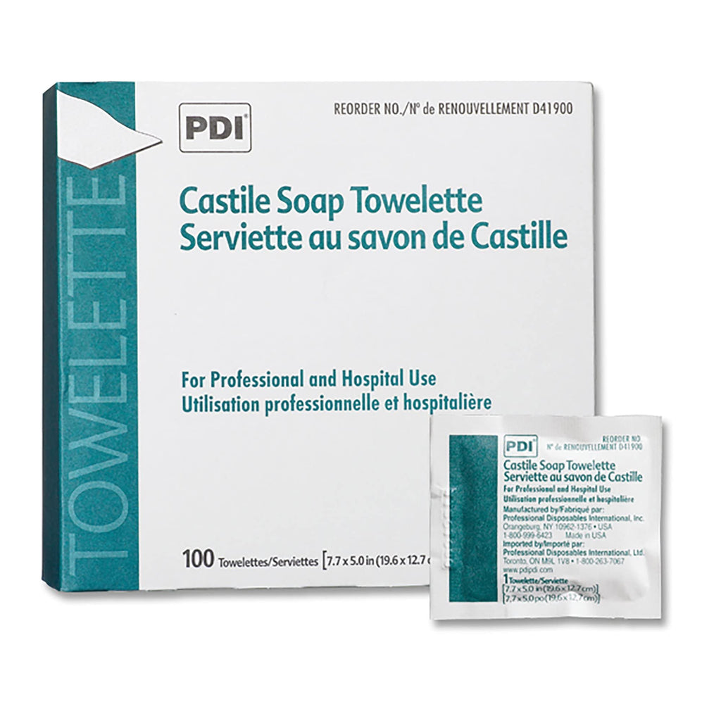 PDI Castile Soap Towelette – Premoistened Facial Cleansing Wipe with Coconut Oil | Travel Pack, 300 Total