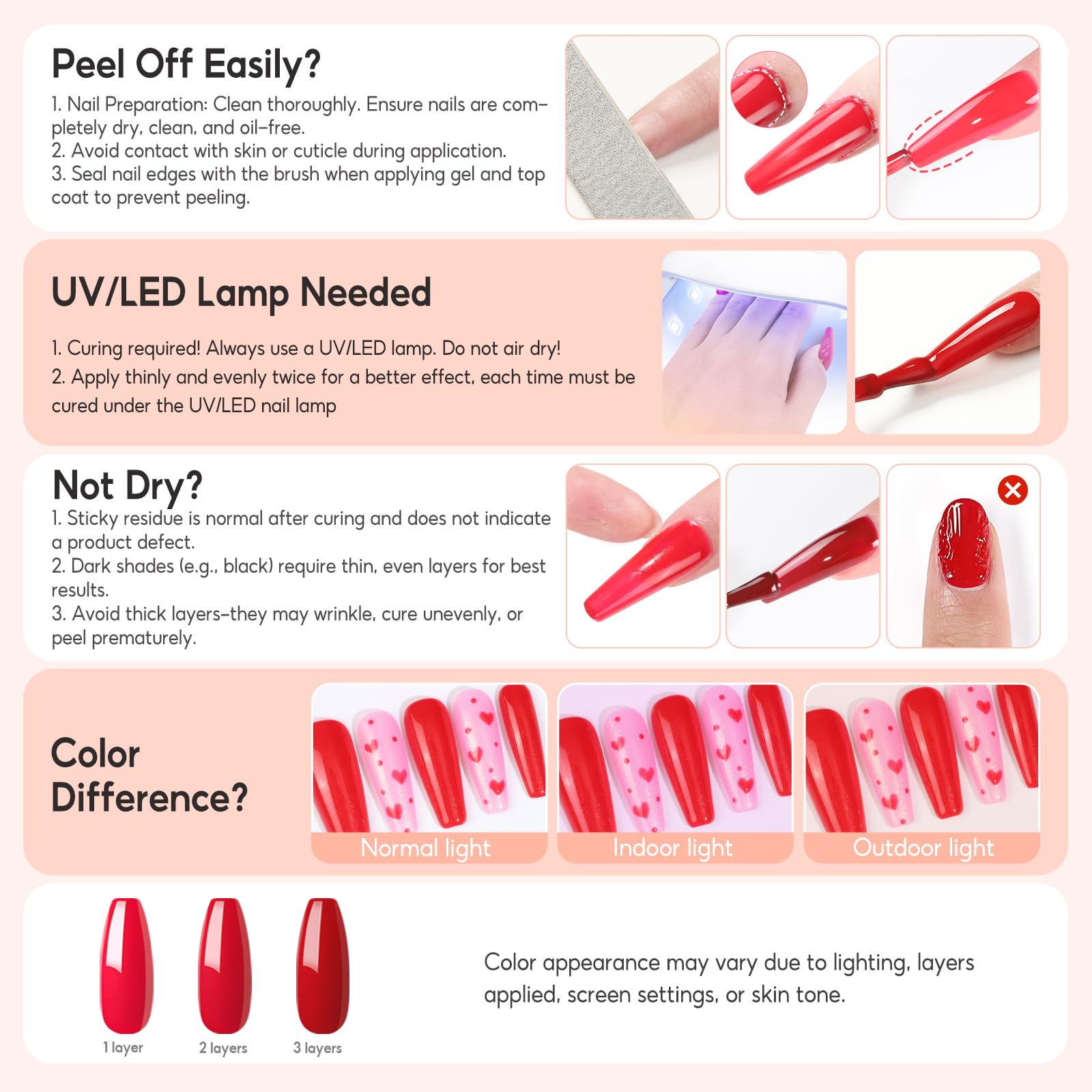 PEACECOLOR 38Pcs Gel Nail Kit with UV Light – 20 Colors, Top & Base Coats