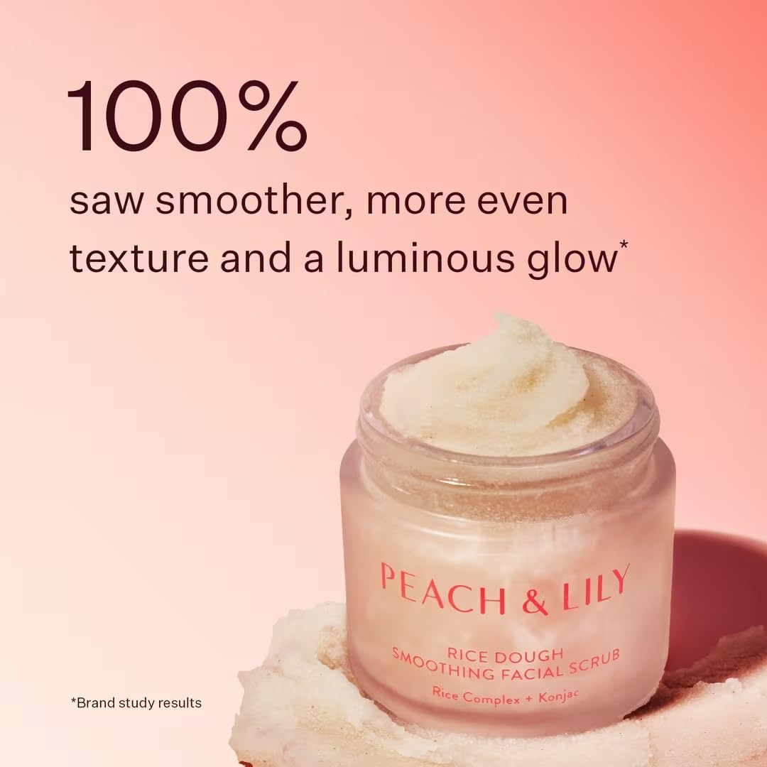 Peach & Lily Rice Dough Smoothing Facial Scrub | Gentle Exfoliation & Nourishment