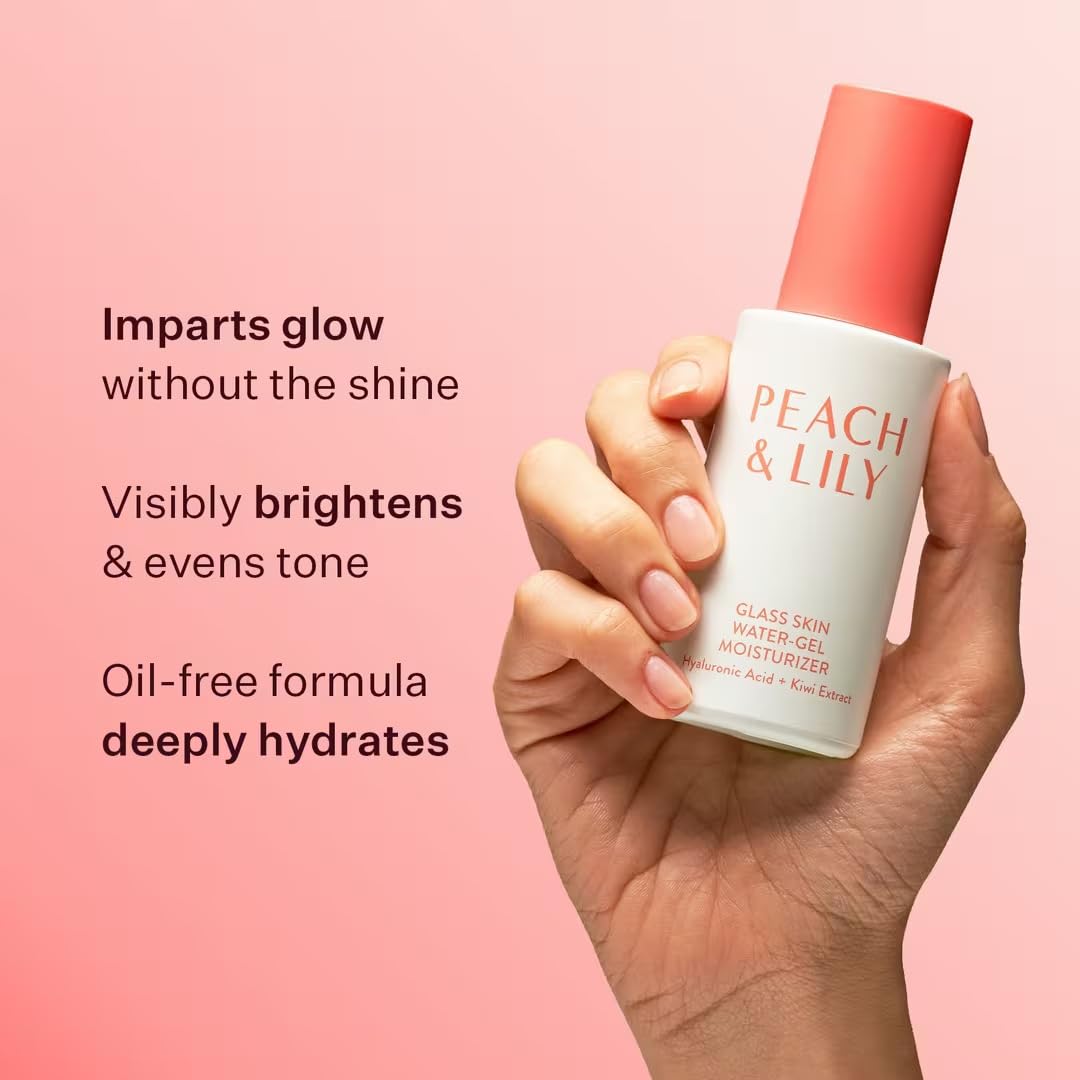 Peach & Lily Glass Skin Water-Gel Moisturizer – Lightweight, Oil-Free, Hyaluronic Acid (1.69 oz)